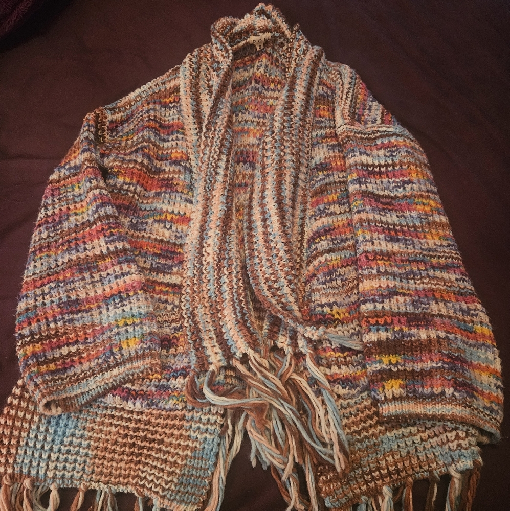 Pol Multi-Color Fringe Cardigan